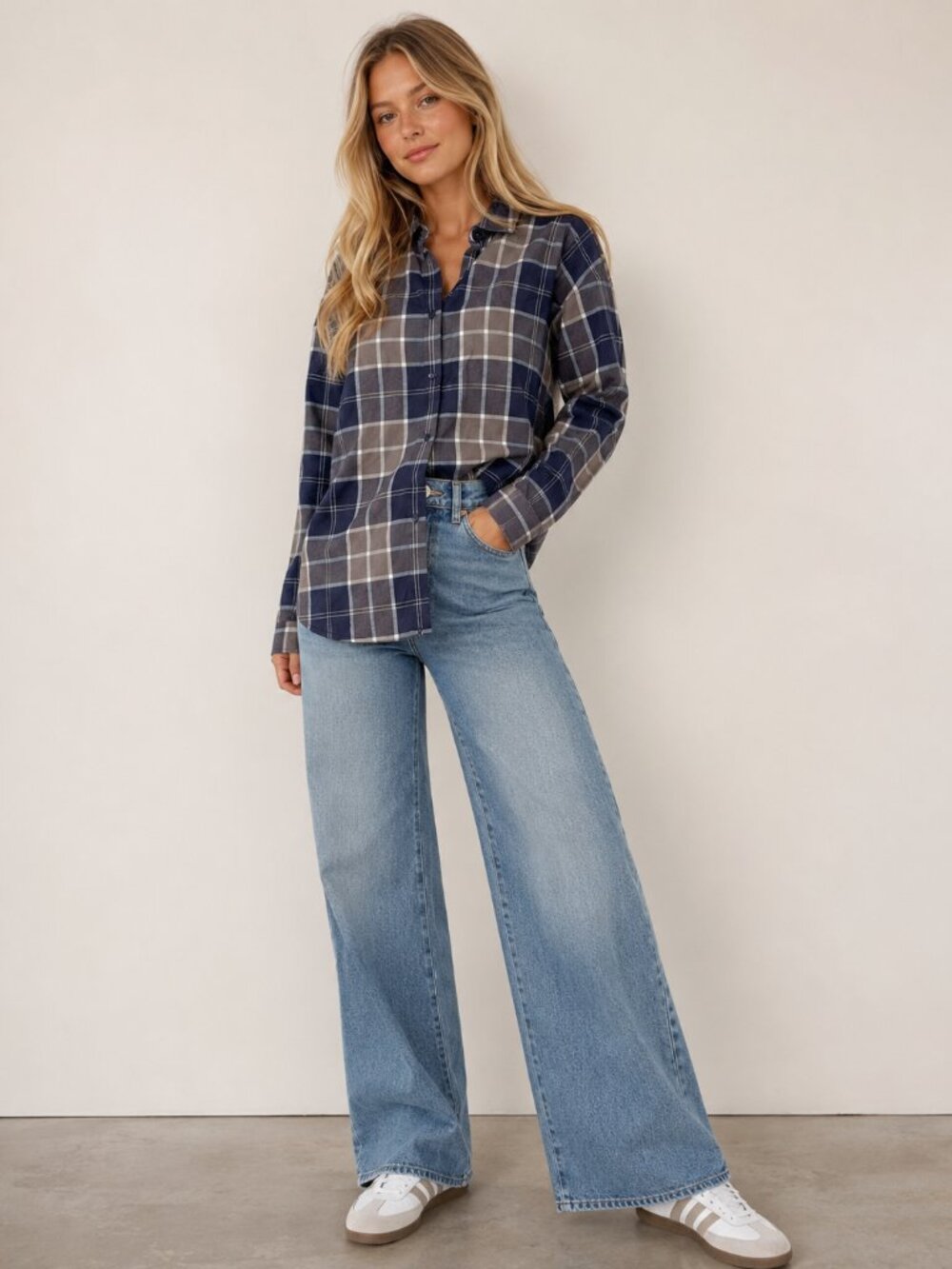 Garnet Hill Blue Grey Plaid Long Sleeve Academia Button Down Shirt 00 Top Fall